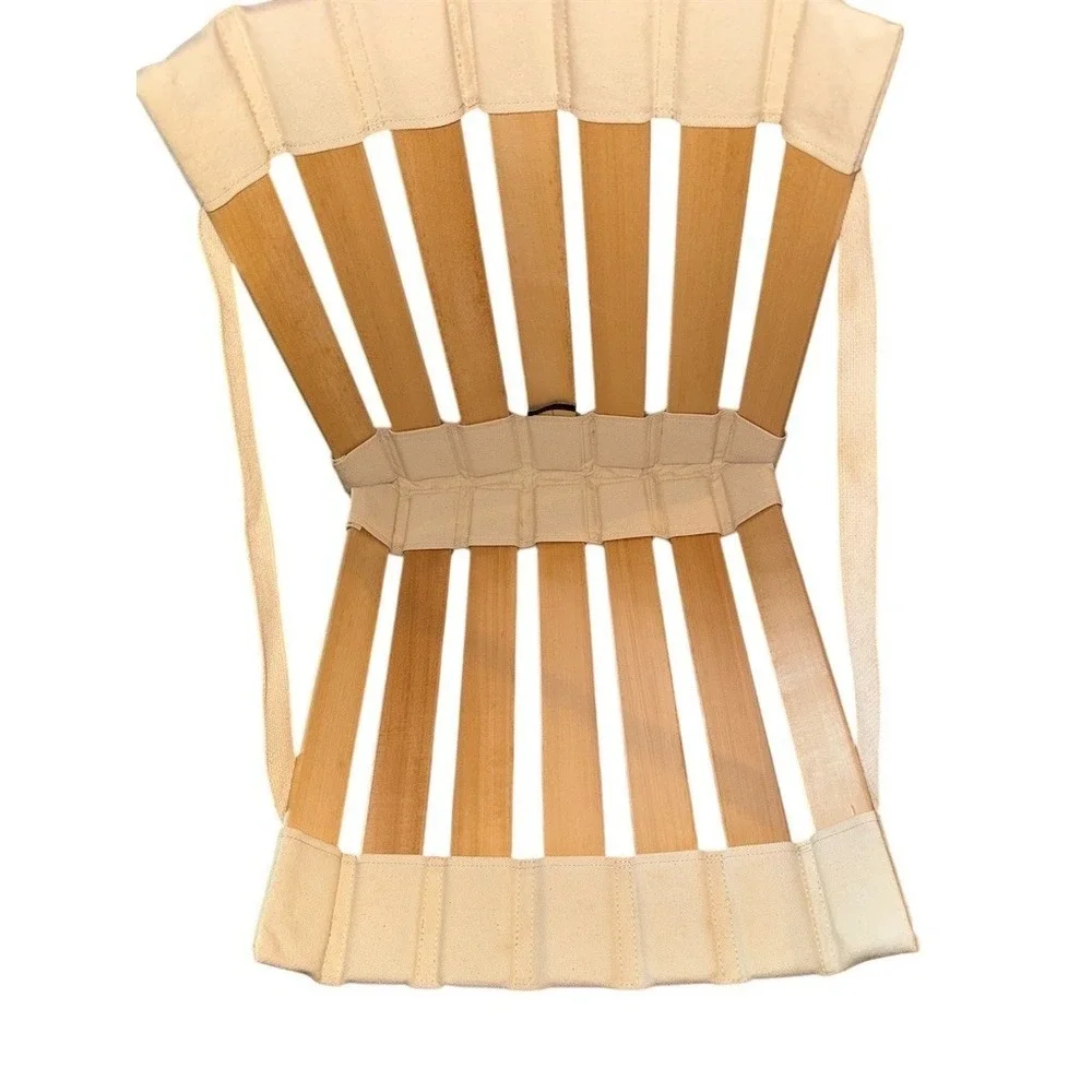 HowdaHug Howda-Seat Portable Folding Slat Chair Seat Pad Beige w Straps stadium